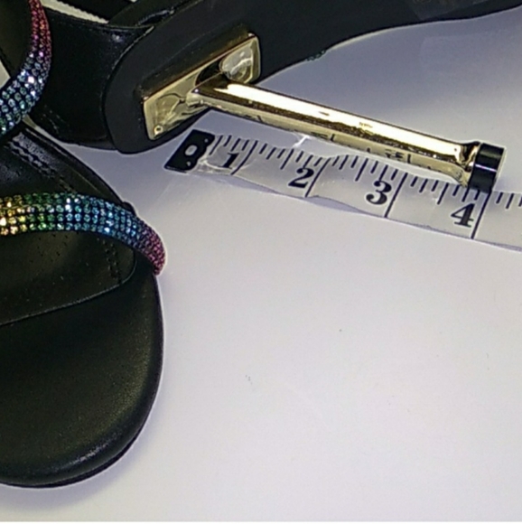 Chase + Chloe Women's Black/Multicolor 3 Strap Zip Up Heels Size 8 - Picture 4 of 10